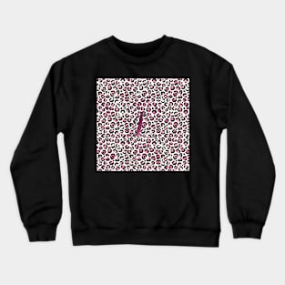 Letter L Monogram & Pink Leopard Print Crewneck Sweatshirt